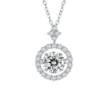 Alibaba moissanite necklace White Moissanite Twinkling Necklace 925 Gold Plated Sterling Silver 1ct